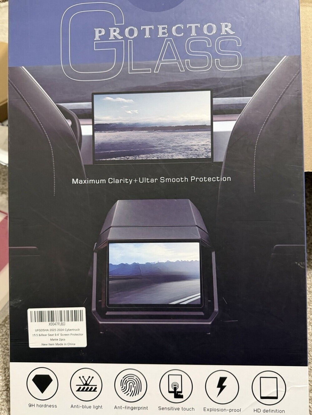 2024 Tesla Cybertruck Matte Screen Protector Set-18.5" Front & 9.4" Rear - 2pcs